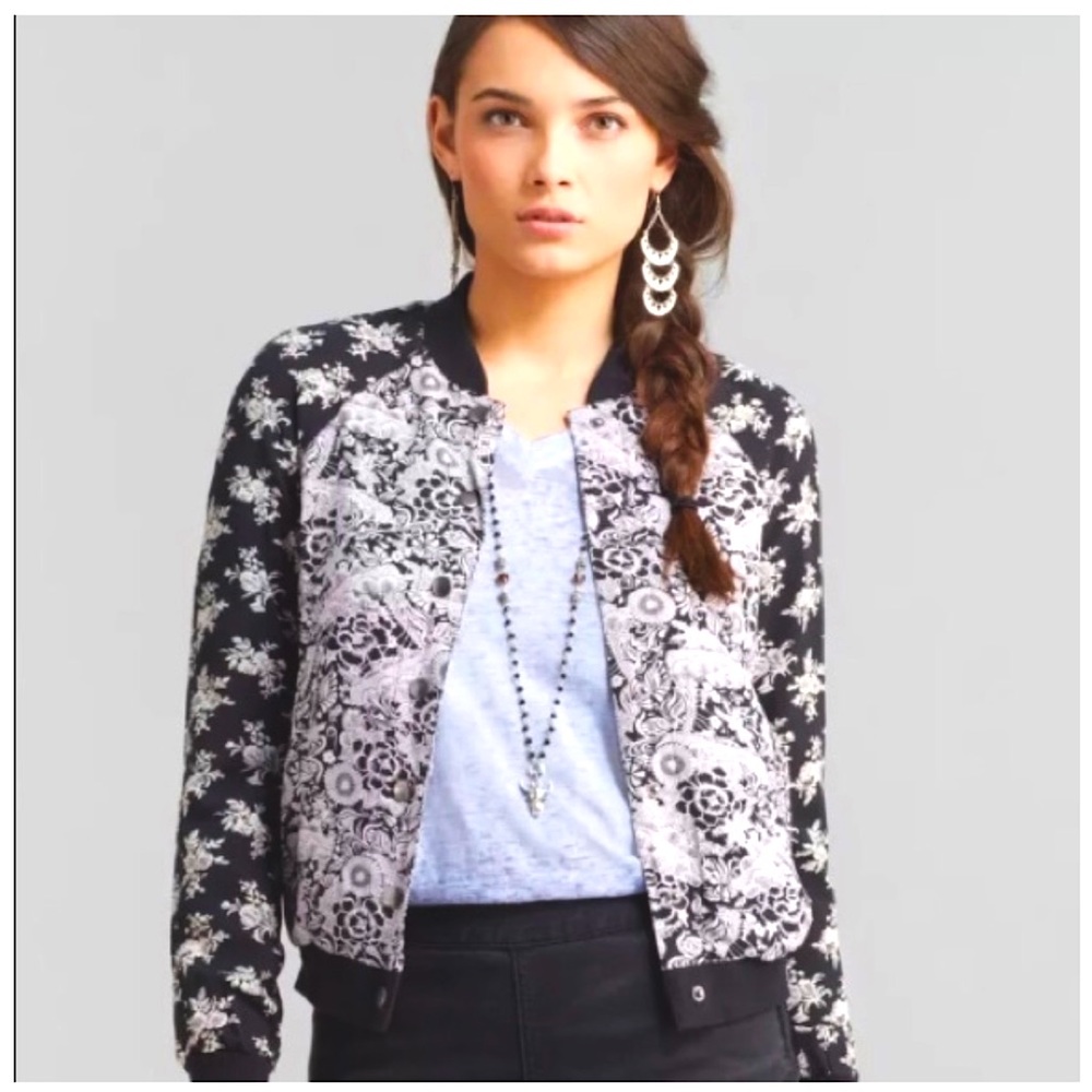 Free People Floral Print Bomber Jacket